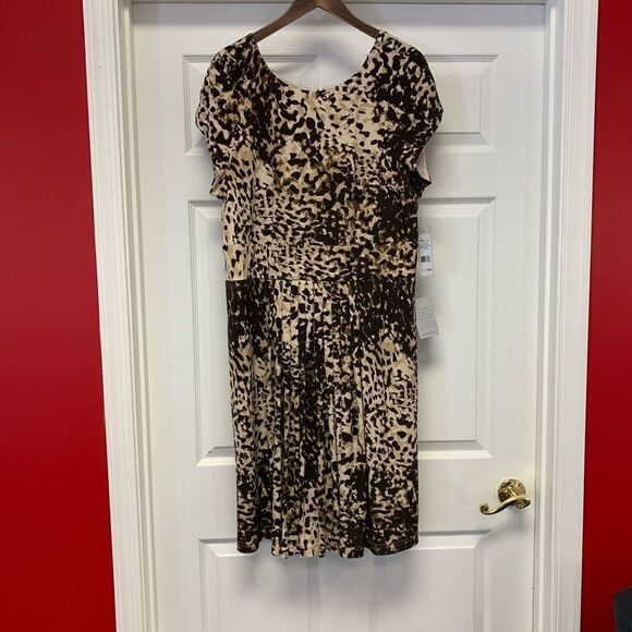 Eliza J Watercolor Leopard Belted Dress 16W NWT Mob Wife Chic - Picture 1 of 8
